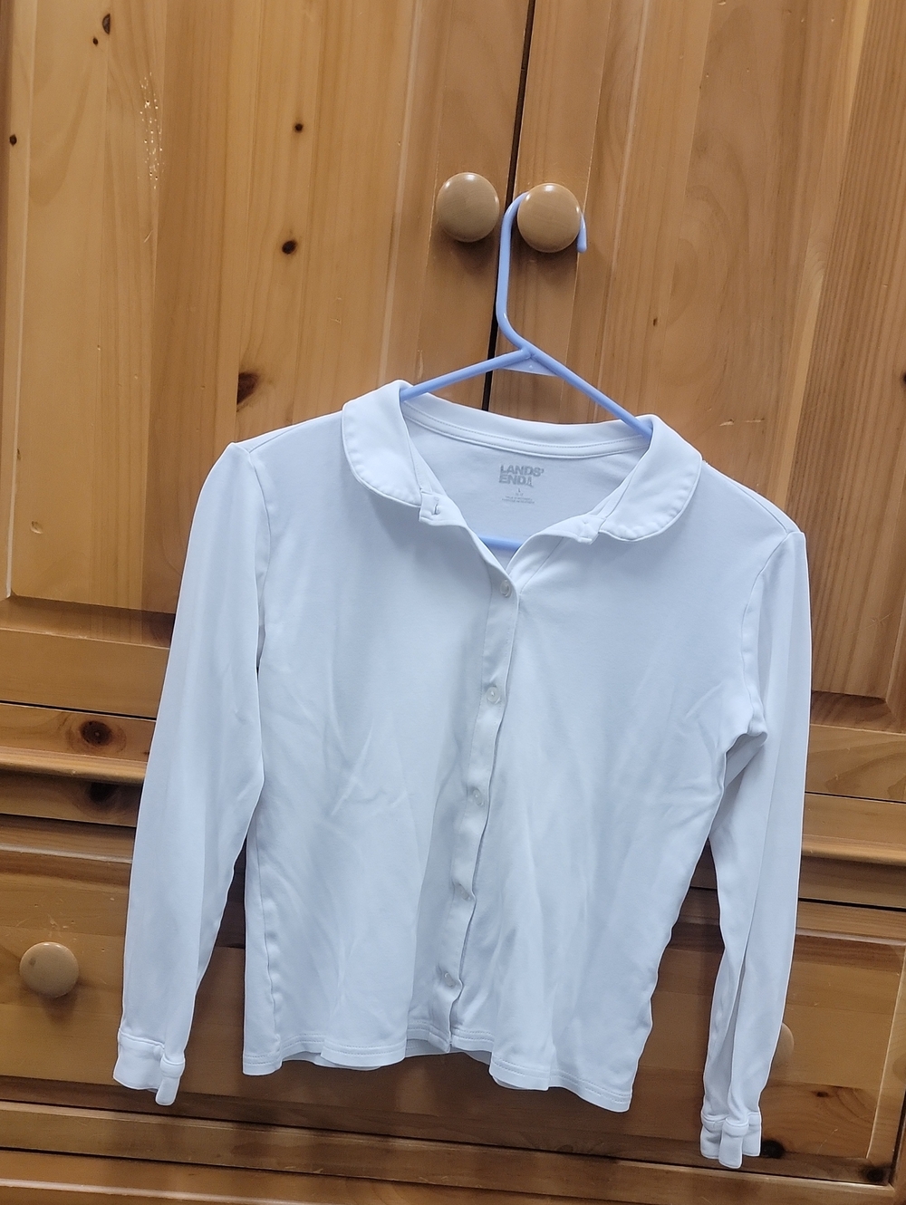 2 Lands' End White Girls' Button-Front Polo Top☆☆☆school Uniform